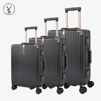 Bagage de valise de chariot à cadre en aluminium de coque en plastique noir